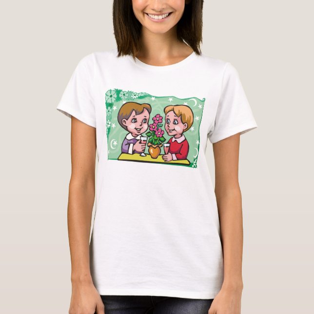 T-shirts Garotos gêmeos Floral Gemini com flores (Frente)