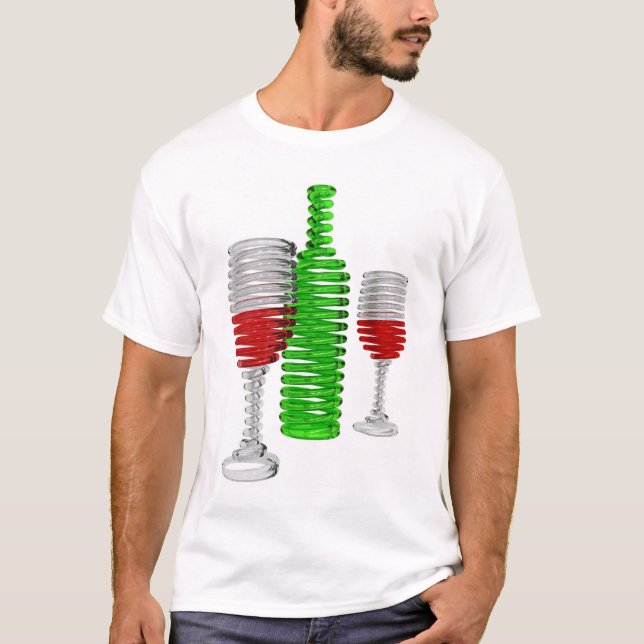 T-shirts Garrafa e vidros de vinho (Frente)