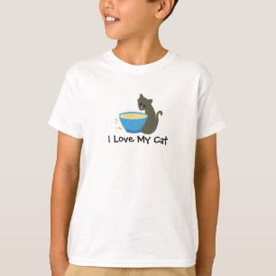 T-shirts Gatinho com Prato de Comida