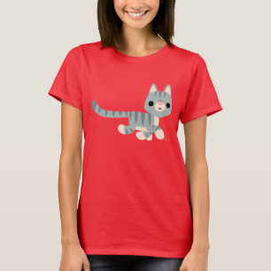 T-shirts Gatinho de Cartoon Bonito, Camiseta-T