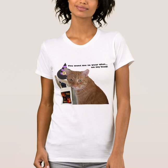 T-shirts Gatinho de Halloween Veste o que as mulheres (Frente)