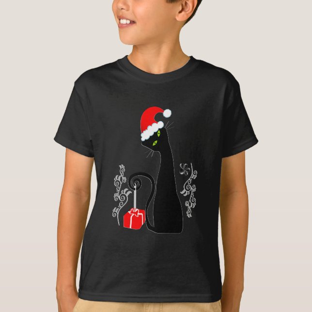 T-shirts Gatinho de Natal moderno (Frente)
