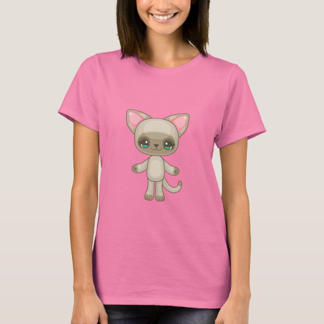 T-shirts Gatinho Kawaii (Frente)