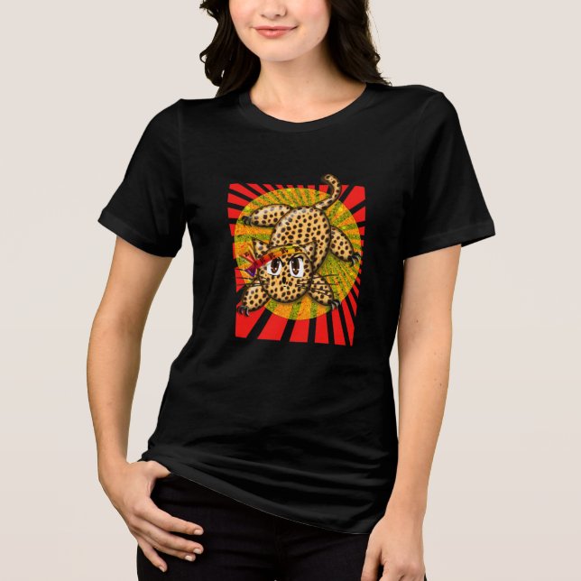 T-shirts Gatinho Leopardo do Anime Ultra-Bonito, Rainbow He (Frente)
