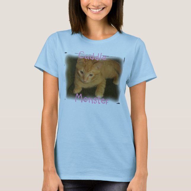 T-shirts Gatinho "Monstro de Cuddle" Mulher Namorada (Frente)