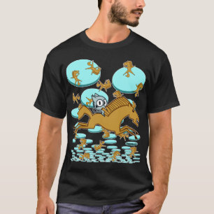 T-shirts Gatinho no céu com cavalos!