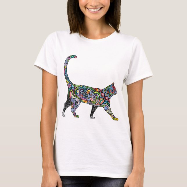T-shirts Gato abstrato (Frente)