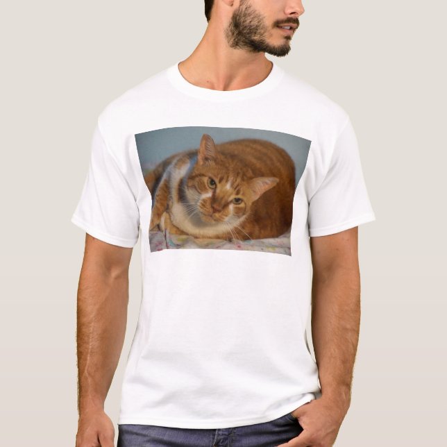 T-shirts Gato alaranjado & branco (Frente)
