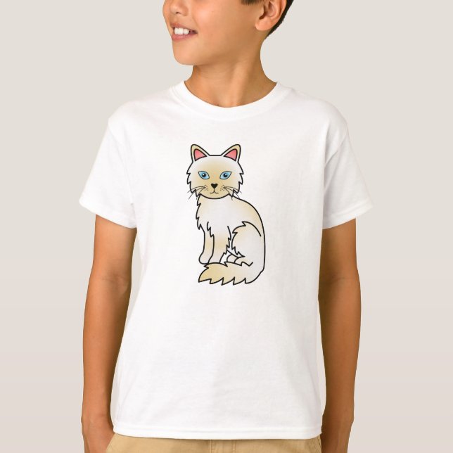 T-shirts Gato Birman / Ragdoll de Pontas Creme (Frente)