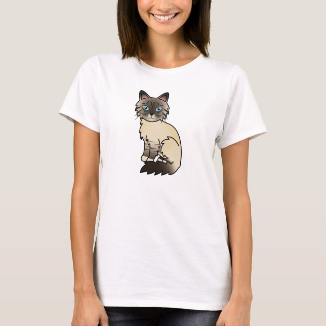 T-shirts Gato Birman / Ragdoll Tabby de Pontas Seladas (Frente)