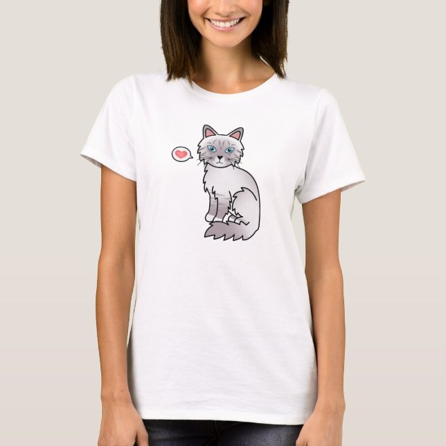 T-shirts Gato Birman / Ragdoll Tabby Lilás Amor (Frente)
