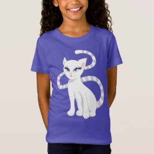 T-shirts Gato bonito do branco dos desenhos animados