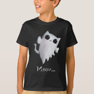 T-shirts Gato bonito do fantasma do Dia das Bruxas