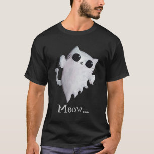 T-shirts Gato bonito do fantasma do Dia das Bruxas
