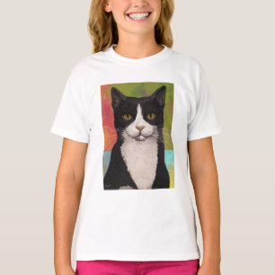 T-shirts Gato colorido do smoking