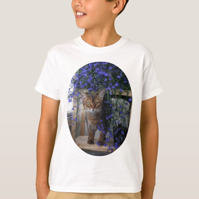 T-shirts Gato da flor (oval) (Frente)