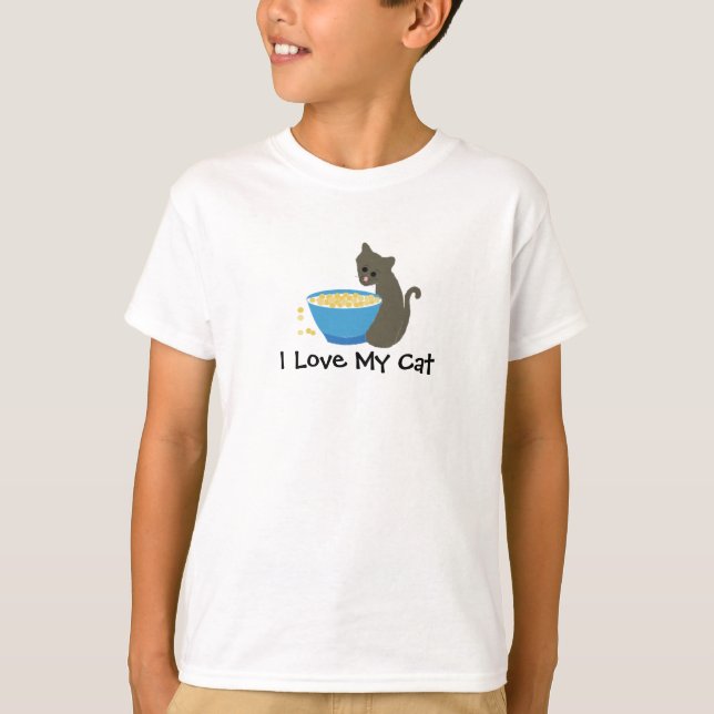 T-shirts Gato de Gato com Pata de Comida (Frente)
