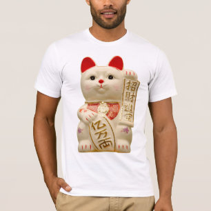 T-shirts Gato de ondulação japonês da boa sorte do gato