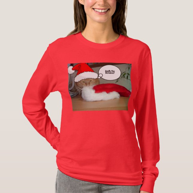 T-shirts Gato de Tabby Laranja Natal (Frente)