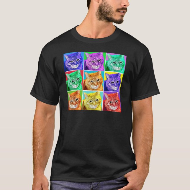 T-shirts Gato do pop art (Frente)