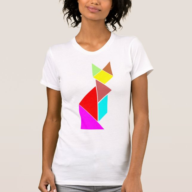 T-shirts gato do tangram (Frente)