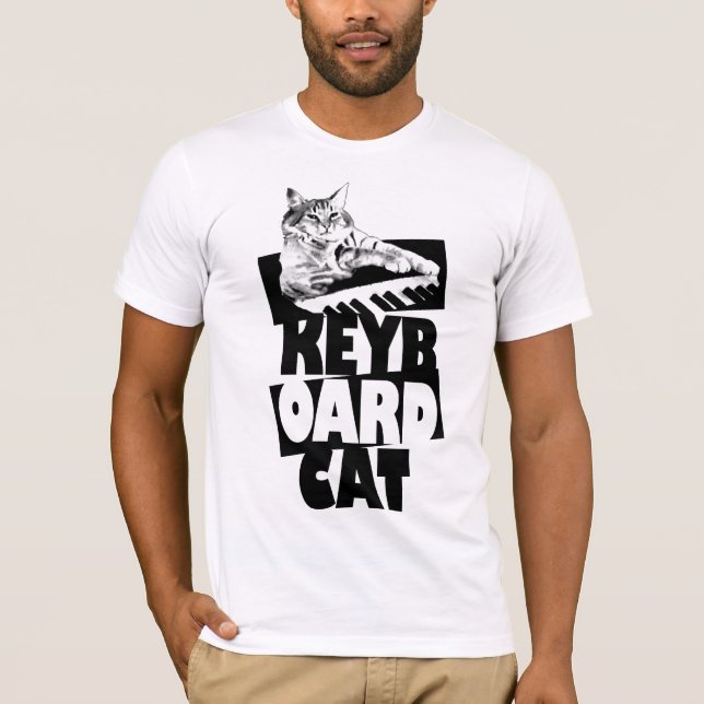 T-shirts Gato do teclado - T empilhado (Frente)