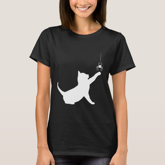 T-shirts Gato e aranha na silhueta (Frente)