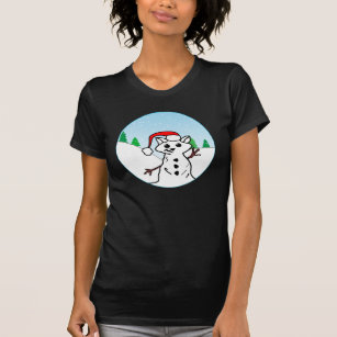 T-shirts Gato Engraçado Feriado de Natal Férias Neve