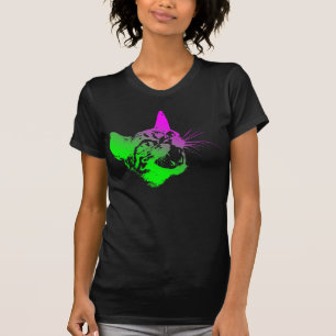 T-shirts Gato Feral Gótico Malvado Assustador Rosnar Presas