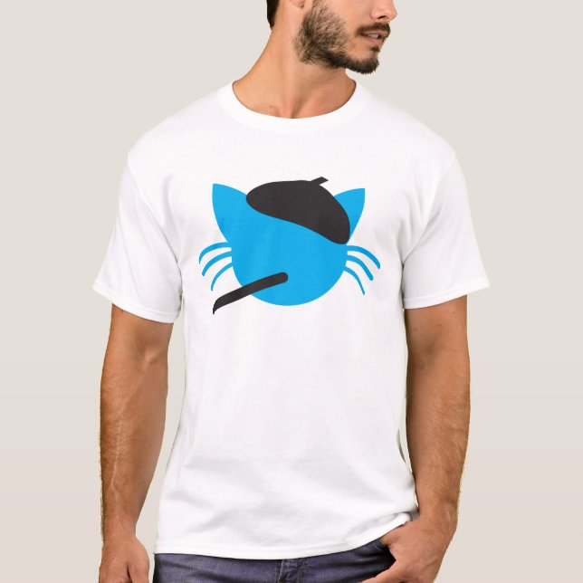 T-shirts Gato francês em uma boina e em um cigarro (Frente)