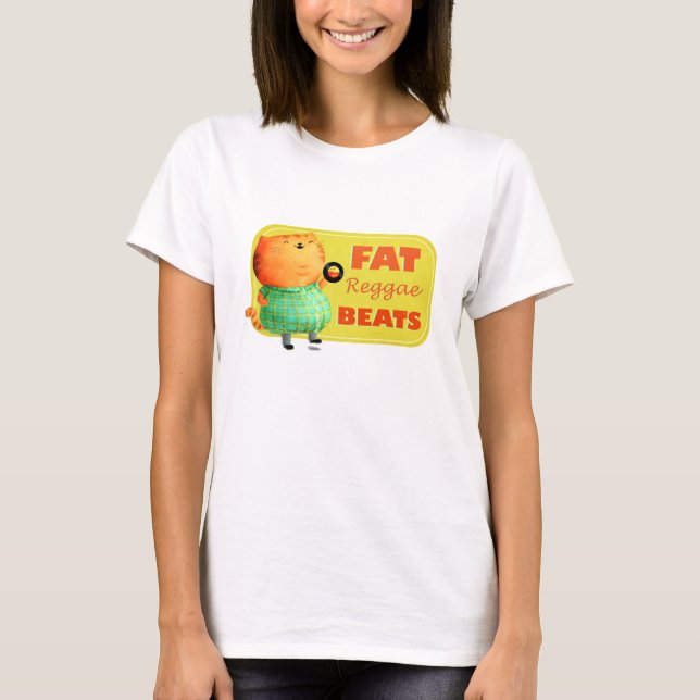 T-shirts Gato gordo gordo gordo da reggae (Frente)