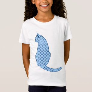 T-shirts Gato Japonês, Blue Kimono Impressão