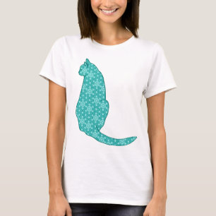 T-shirts Gato Japonês - Turquoise Kimono Impressão