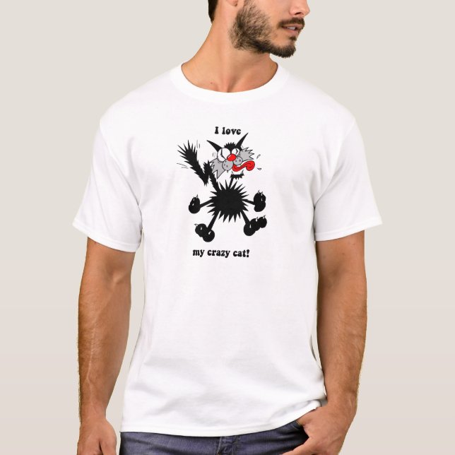 T-shirts Gato louco engraçado (Frente)