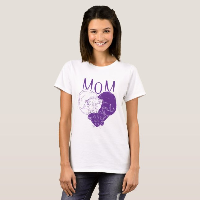 T-shirts GATO LOVER | Cat Mãe Roxo (Frente Completa)
