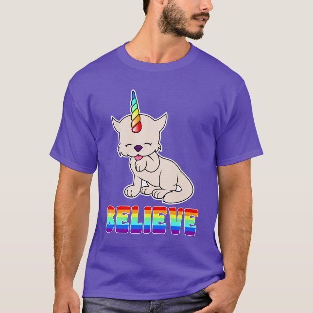 T-shirts Gato mágico = Kittycorn do unicórnio (Frente)