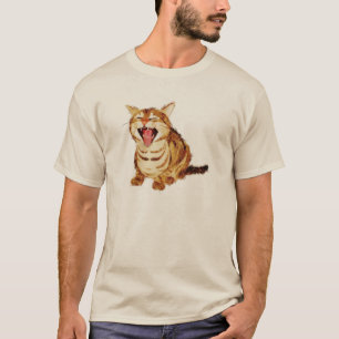 T-shirts Gato malhado de bocejo no esboço Pastel do lápis