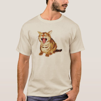 T-shirts Gato malhado de bocejo no esboço Pastel do lápis