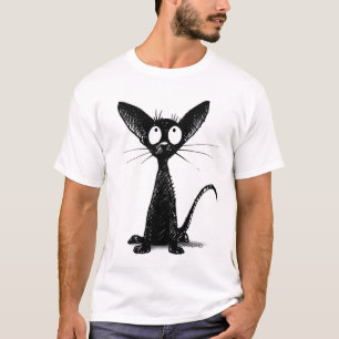 T-shirts Gato oriental preto engraçado