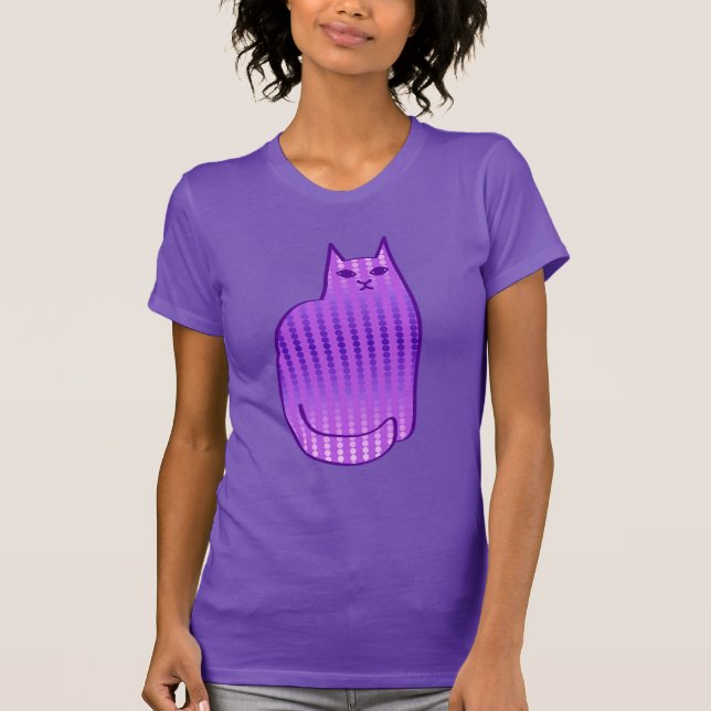 T-shirts Gato, Orquídea e Roxo modernos do século médio (Frente)