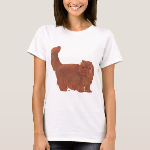 T-shirts Gato Persa de Cabelo Longo Vermelho