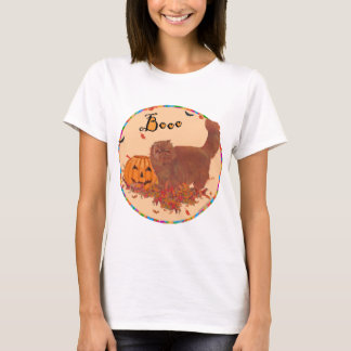 T-shirts Gato Persa Peludo Vermelho Halloween