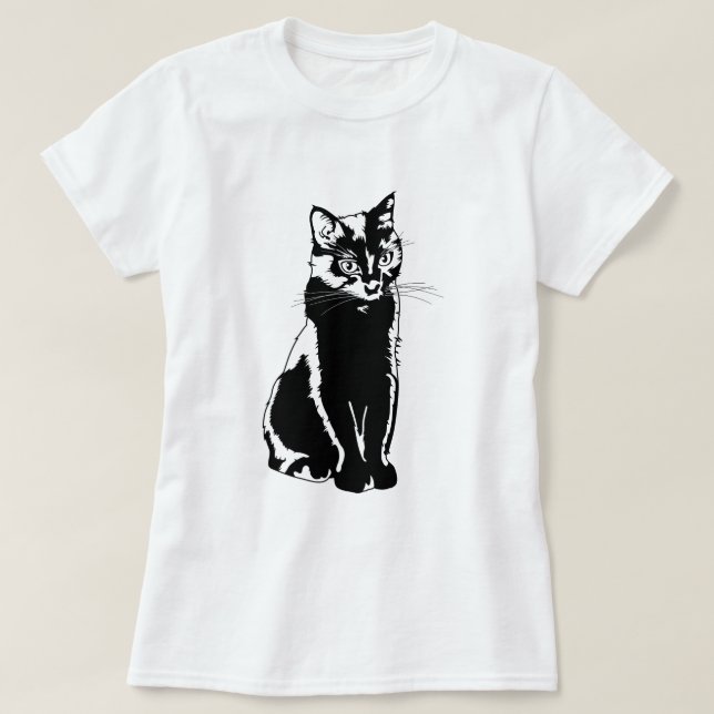 T-shirts Gato preto (Frente do Design)