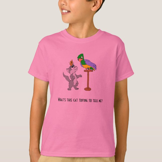 T-shirts Gato que fala ao papagaio (Frente)