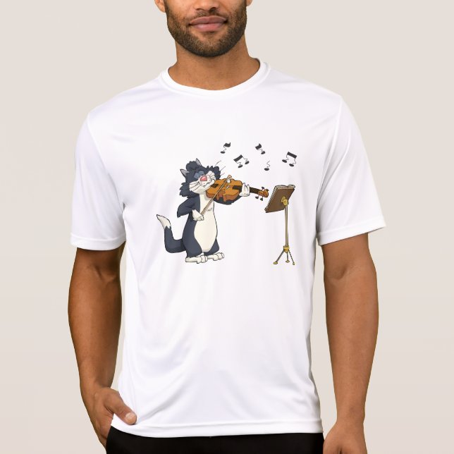 T-shirts Gato que joga o violino (Frente)