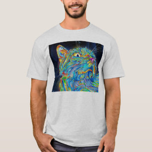 T-shirts Gato Trippy do espaço