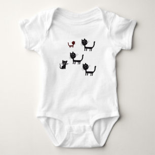 T-shirts Gatos Desenhando para Bebê Jersey Bodyfato