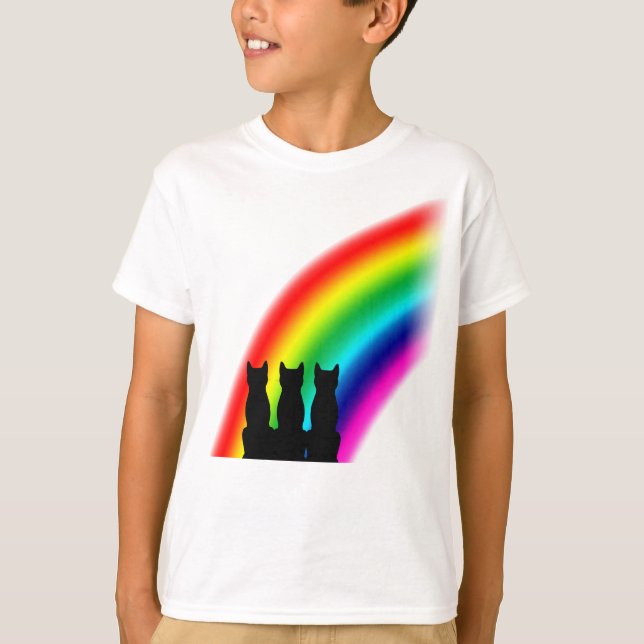 T-shirts Gatos do arco-íris (Frente)