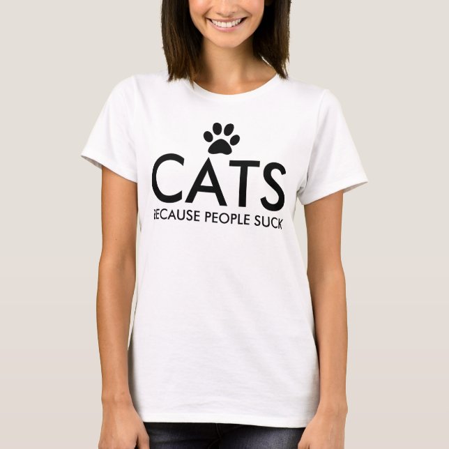 T-shirts Gatos Porque O Pessoas Suja Impressão De Pata (Frente)