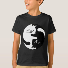 T-shirts gatos preto e branco do yinyang